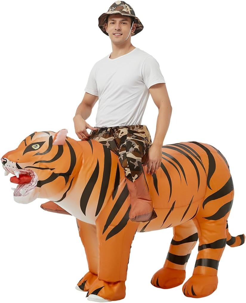 Costumes - ชุดเสือเป่าลมสำหรับผู้ใหญ่ ชุดฮาโลวีนสำหรับผู้หญิงและผู้ชาย ชุดเป่าลมสุดฮาสำหรับปาร์ตี้ฮาโลวีนและคอสเพลย์