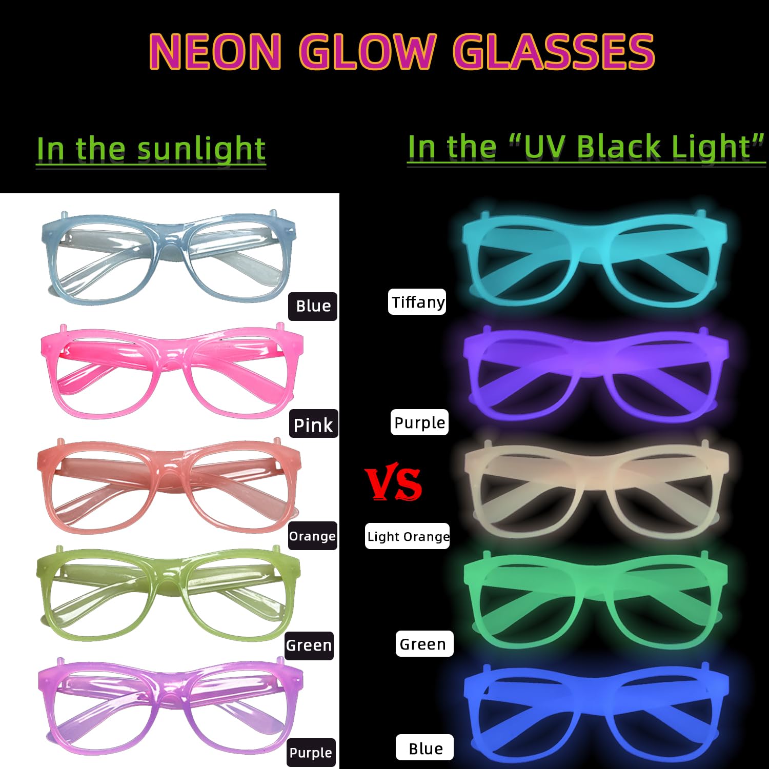 แว่นตาเรืองแสงในที่มืด 2/24 ชิ - Glow In The Dark Party Glasses บทวิจารณ์และราคา