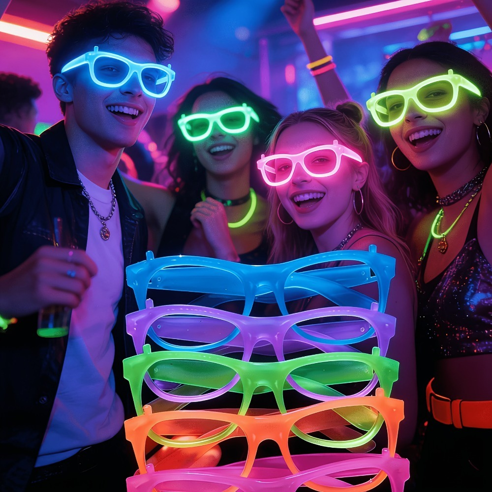 แว่นตาเรืองแสง UV 5/12 ชิ้น แฟ - Glow In The Dark Party Glasses บทวิจารณ์และราคา